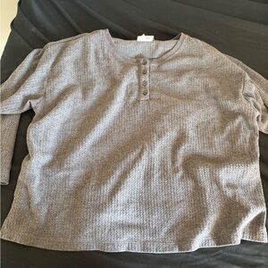 Gray Long Sleeve pj Top